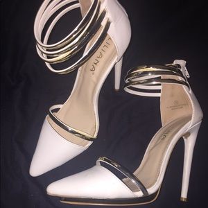 White and gold heels